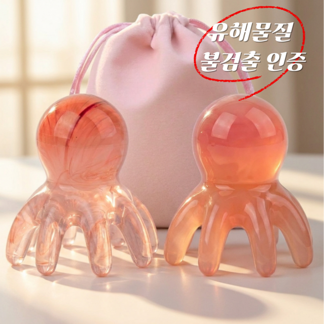 유즈링 문어 괄사 두피 마사지기, 핑크, 1세트
