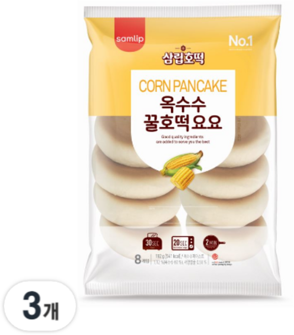 삼립 옥수수 미니 꿀호떡 요요 8입, 192g, 3개