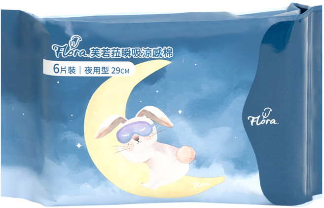 Flora 芙若拉 瞬吸涼感棉 夜用 29cm 6片裝, 1個, 6片