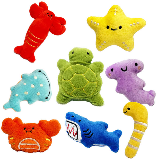 강아지 바다 동물 삑삑이 세트 8종, 1개, 바다동물들