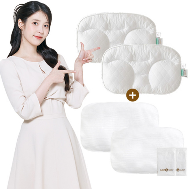 (+화이트 냉감커버 증정) 슬립앤슬립 아이유 깊은잠 베개 1+1, 화이트, 1개