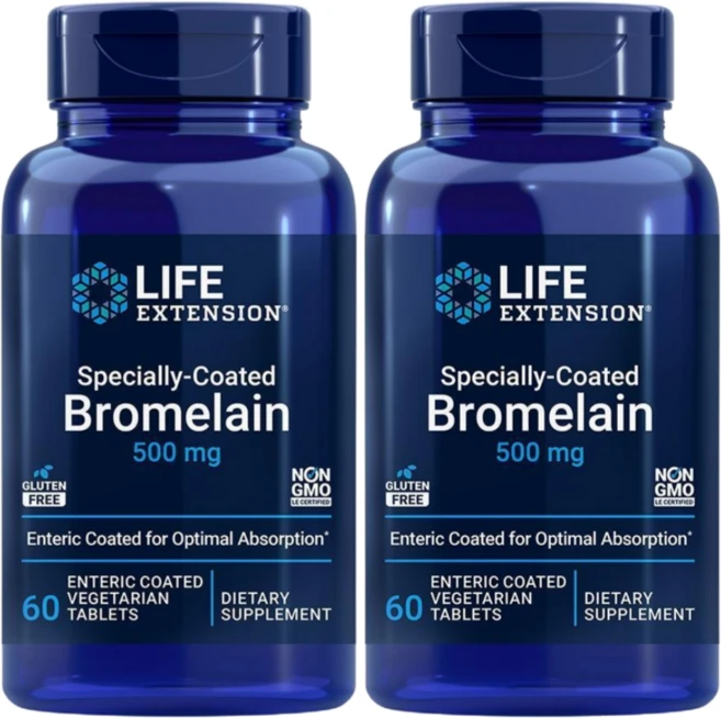 Life Extension Specially Coated Bromelain 라이프익스텐션 특수코팅 브로멜라인 500mg 60정 2팩, 2개 - 쿠팡