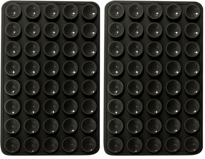 비온엑스 문어빨판 휴대폰 실리콘 양면 흡착식 패드, 2개, 블랙