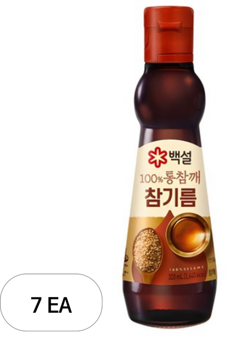 백설 100% 통참깨 참기름, 320ml, 7개