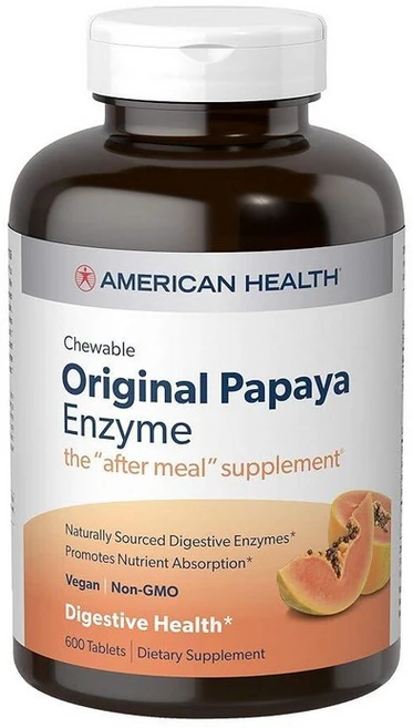 American Health Original Papaya Digestive Enzyme Chewabl 아메리칸 헬스 오리지널 파파야 다이제스티브 효소 츄어블 600타블렛 2팩, 기본 - 쿠팡