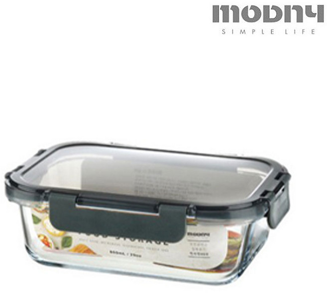 모드니 오븐글라스 밀폐용기 직사각 860ml 유리 김치통 반찬통 찬기 찬통 냉장고, 1개