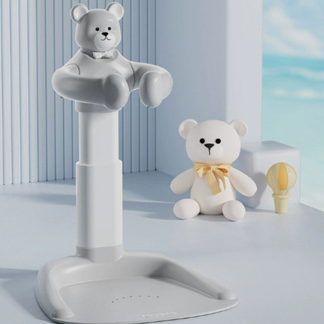 跨境外貿寶寶站立洗澡神器嬰幼兒浴盆洗屁屁神器站立洗澡臺洗澡架, 1個, 卡通款-灰色:1個