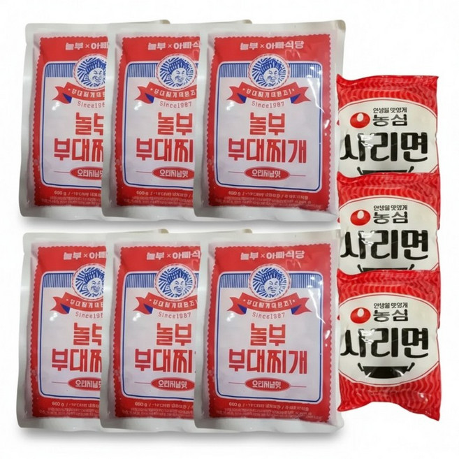 놀부 부대찌개 밀키트 오리지널 600g 6팩 사리면 3개 (1srr)