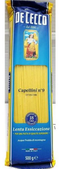 카펠리니(데체코 9번 500g) 스파게티면 카펠리니 식자재 식당용 업소용, 본상품, 500g