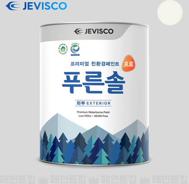 제비스코 푸른솔 프로 외부 건물 외벽용 친환경 수성 (베스트 4종 컬러), 1개, 3.8L, 화이트크림