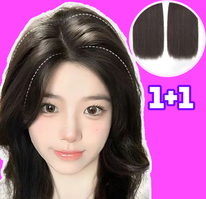 LEOQ 여성 옆머리 뒷머리 뽕 볼륨 가발 헤어피스, 2개, 다크브라운