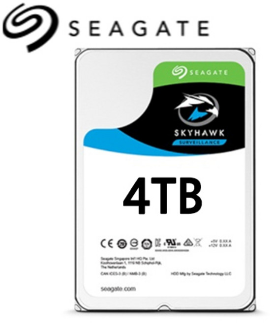 SEAGATE 시게이트 SKYHAWK 스카이호크 정품 DVR NVR 저장 보안 감시 CCTV 전용 3.5HDD SATA 4TB 5400RPM 64MB ST4000VX016, 1개
