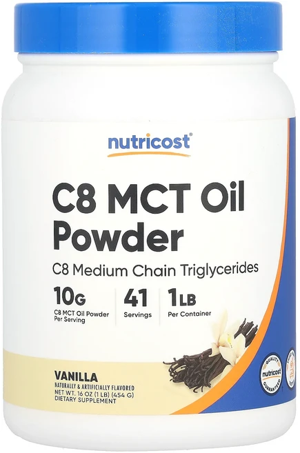 절실히 몸관리가필요한시기 Nutricost C8 MCT 오일 분말 바닐라 454g(1lb) 프리미엄할인상품입니다, 454g, 1개 - 쿠팡