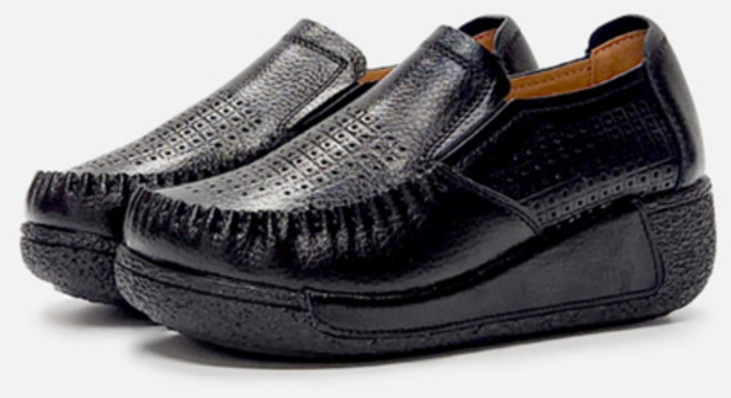 멀로 소가죽 셔링 키높이 컴포트 슈즈 5cm