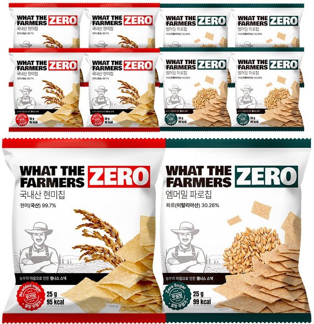 왓더파머스 다이어트간식 혼합구성 기름제로, 1세트, 파로5봉+현미5봉