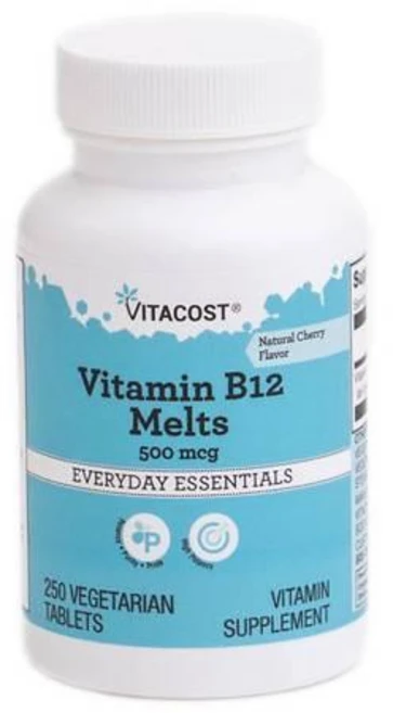 비타코스트 비타민B12 500mcg 멜트 녹여먹는 체리맛 타블렛 Vitacost Vitamin B-12 Melts Cherry, 1개, 250정 - 쿠팡
