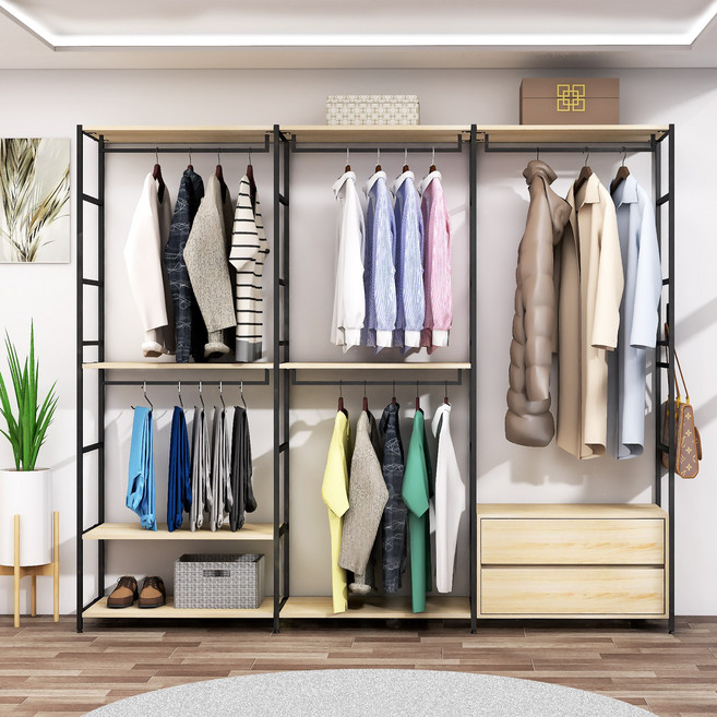 도노스틸 올리카 철제드레스룸 시스템행거 연결옷장 깊이 40cm, A6-블랙