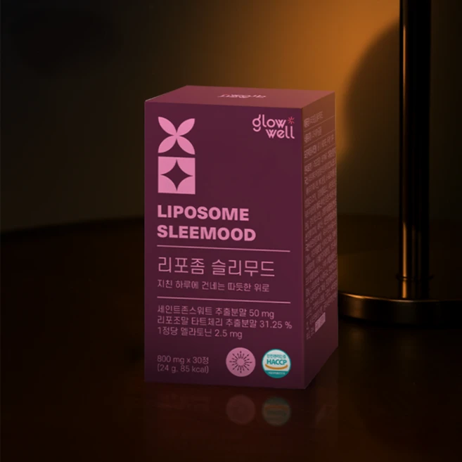 글로우웰 리포조말 세인트존스워트 5-HTP 의사 배합 식물성 멜라토닌 슬리무드, 30개, 24g - 쿠팡