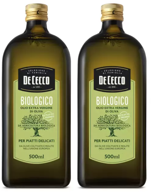 데체코 유기농 엑스트라 버진 올리브오일, 500ml, 2개