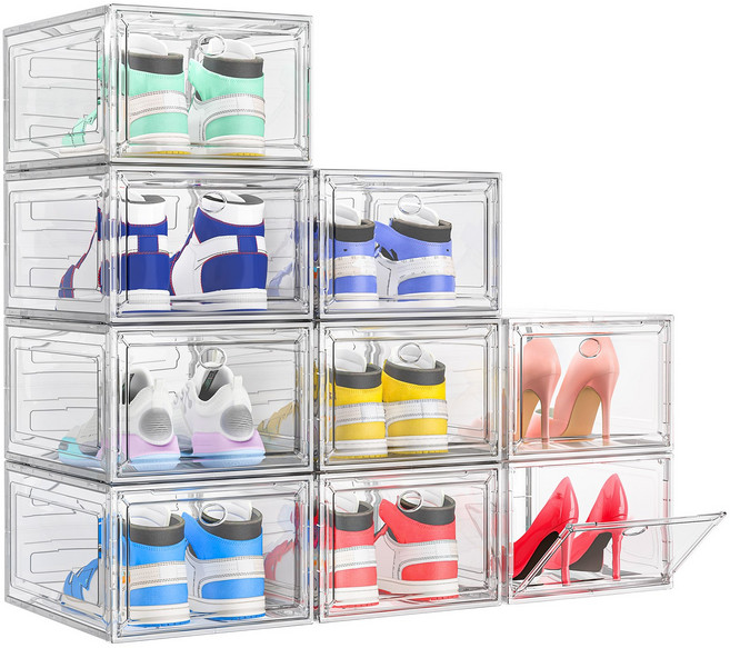 신발 보관함 신발장 정리함 슈케이스 신발정리함 단단한투명 신발장 정리함 강한 신발장 신발박스 정리함 견고한 슈케이스 신발 정리함 신발 보관함신발케이스 튼튼하고안정적, 9개, 화이트