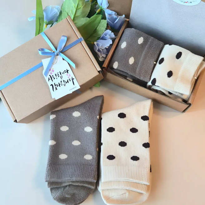 어리로운 여성 양말선물세트 캐시미어 중목 양말 2켤레
