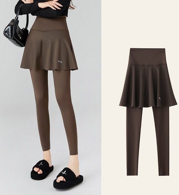 자칠 하이웨스트 요가레깅스 9부 치마팬츠 여성 데일리 스포츠