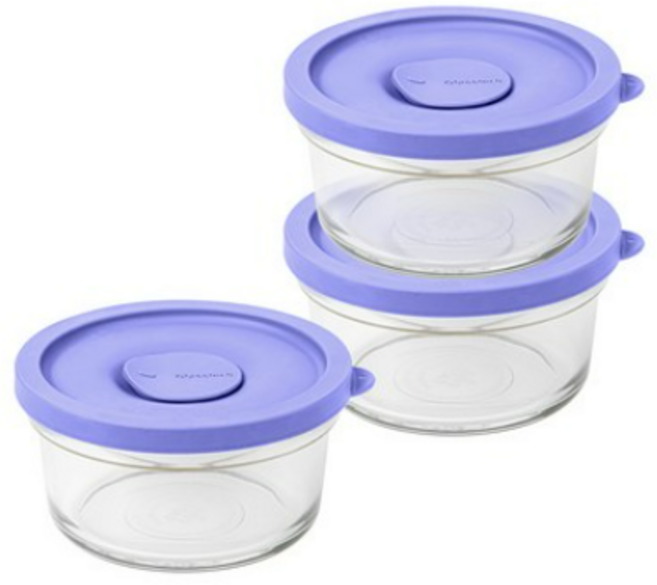 글라스락 렌지쿡 촉촉한 햇밥용기 원형 350ml, 3개, 단품