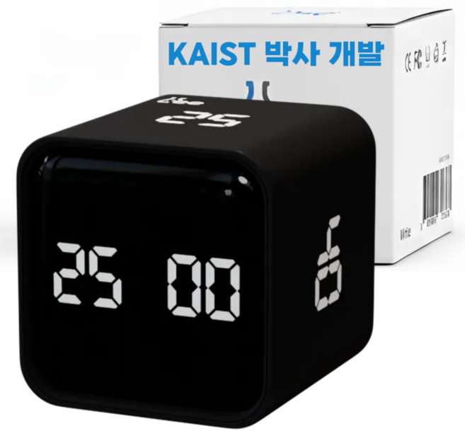 [KAIST 박사 개발] 뇌를 깨우는 닥터리 뽀모도로 타이머 무소음 중력식 90분 집중력타이머 2세대, 블랙, 1개