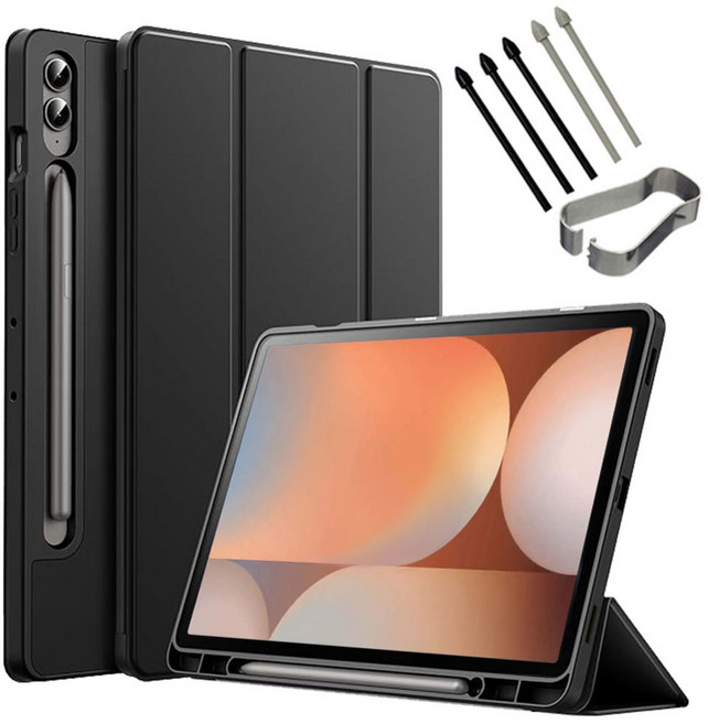 갤럭시탭S10 플러스 울트라 호환 북커버 케이스 S펜슬 수납 S10+ Ultra 삼성 케이스나라, 블랙, 1개