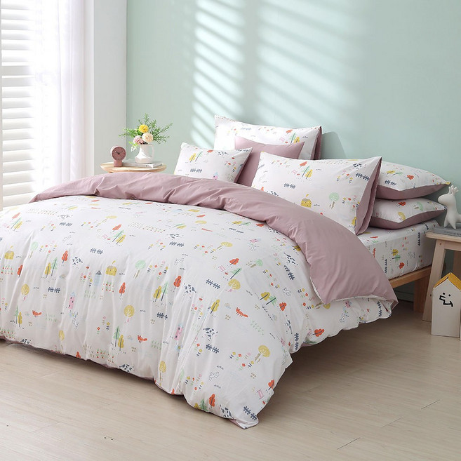 鴻宇 美國棉 薄被套 兩用被套 小農場-米, 雙人薄被套1件(6x7尺)