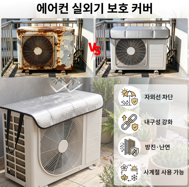 에어컨 실외기 커버 실외기 열차단 절전 덮개 실외기 보호, 1개