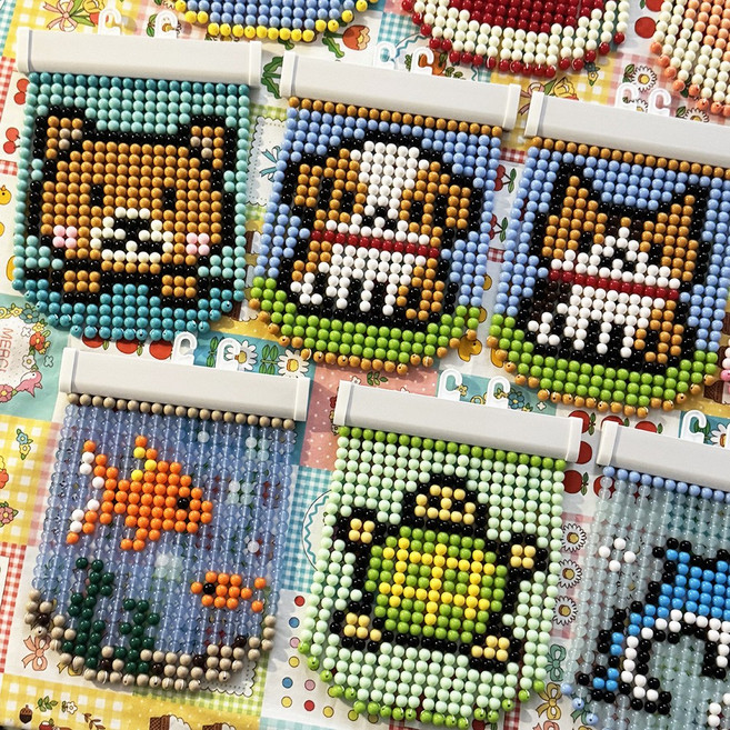 은센 미니 비즈발 만들기 공예 활동 키트 DIY 비즈 커텐 구슬발 세트, 메론빵, 1개