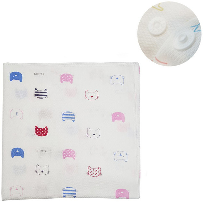 무형광 이고양이 엠보 가제손수건 (똑딱이)