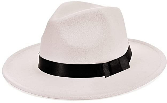 BABEYOND 1920년대 남성용 페도라 모자 개츠비 와이드 브림 펠트 파나마 캡 밴드 포함 여성용 남성용 화이트. 단일 사이즈 152682