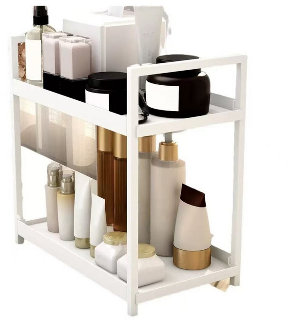 다용도 화장품 문구 정리대 욕실 책상 공용 스탠드선반 2단, 1개, 화이트