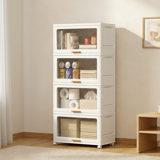 FODOSS 대용량 수납장 다용도 거실 수납장 폴딩박스형 수납 정리함 공간 활용 대형 수납장, 흰색