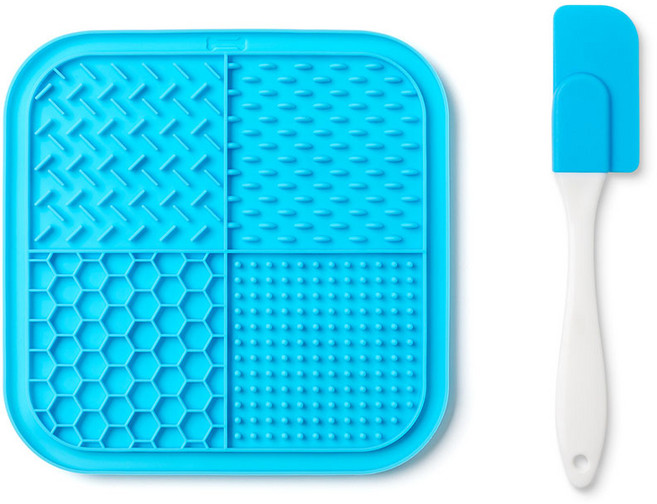 허그마이펫 반려동물 슬로우식기 실리콘 리킹매트, 1세트, 블루