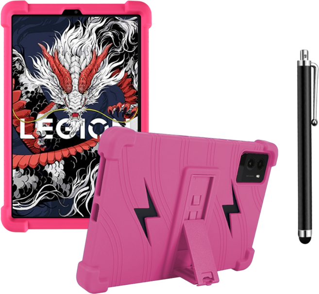 레노버 리전 Y700 3세대 하우징 범퍼 거치대 케이스 + 터치펜, 핑크, 1개