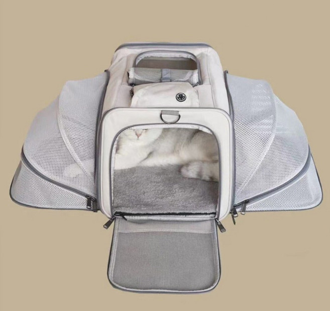 코지스 고양이 이동장 애견 이동장 양면 확장형 숄더백 반려견 가방, 1개