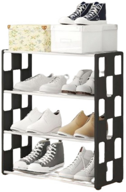 마벨인홈 공간절약 신발장, 블랙, 4단