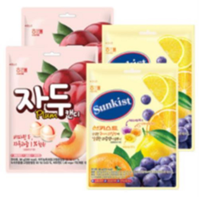 해태 자두캔디 130gx2개+썬키스트캔디 125gx2개(총4개), 24개, 130g