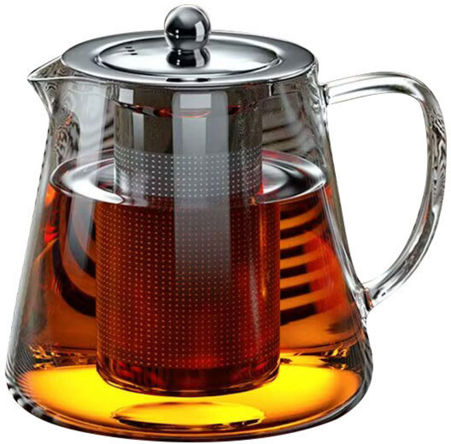 Siemzon 직화 내열유리 티포트 찻주전자, 1개, 티포트+필터, 550ml, 투명색상