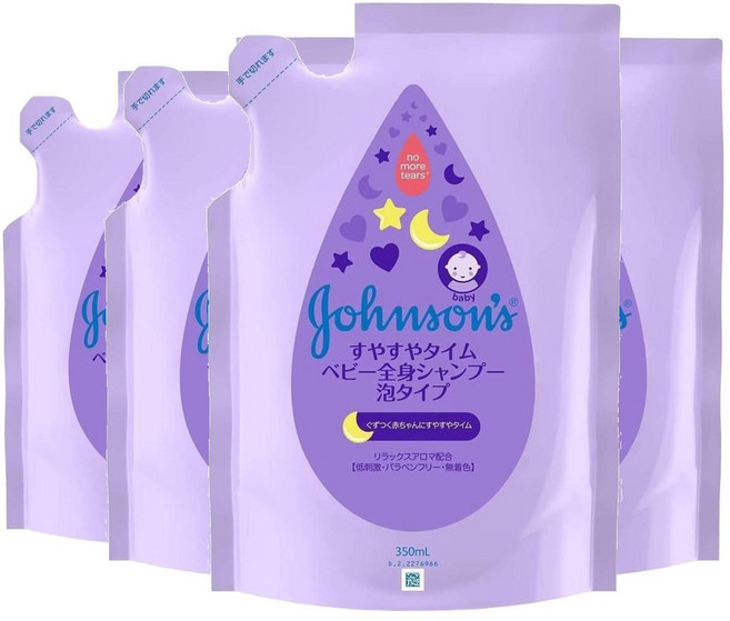 존슨즈 베이비 스야스야 타임 베이비 전신 샴푸 거품 타입 리필, 4개, 350ml