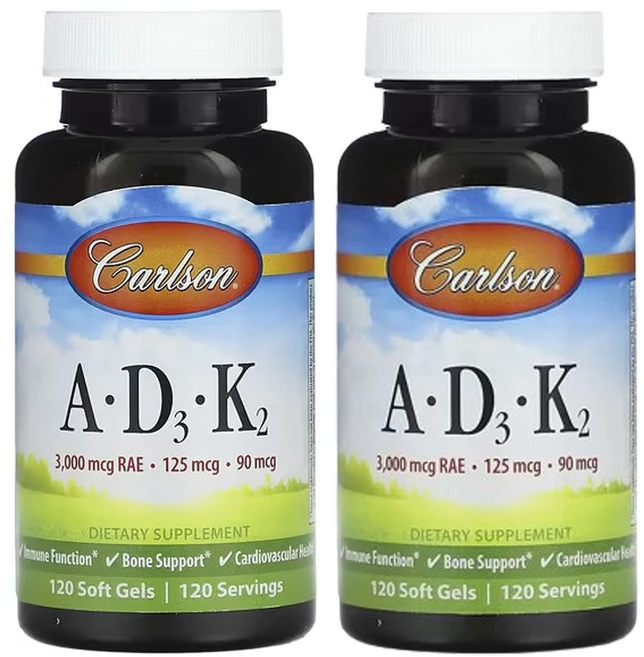 칼슨 비타민 A - D3 - K2 120소프트젤, 120정, 2팩 - 쿠팡