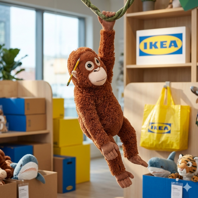 이케아 오랑이 오랑우탄 대형 애착인형, 1개, 갈색