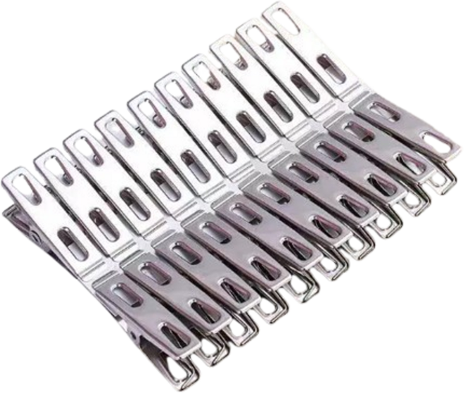 홈비안 스테인리스 스텐 주방 빨래 청소 다용도 집게 20개, 1세트, 실버