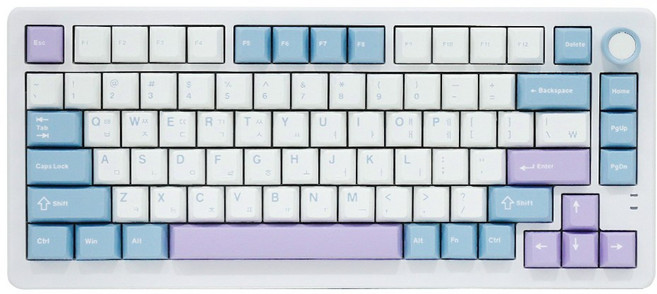 큐센 Q75 PBT 유선 무선 블루투스 기계식 키보드 블루퍼플 하이무저소음바다소금, Q75 PBT V1, 제조사축