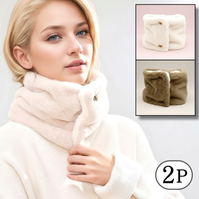 루디아셀 단추 넥워머 겨울 방한 수면넥워머 밍크 토끼털 극세사 목도리