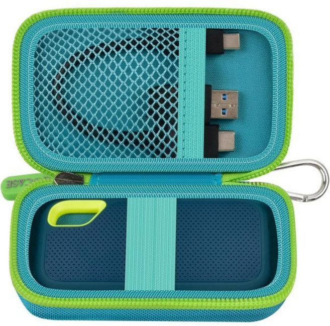 샌디스크 익스트림 포터블 SSD용 GWCASE 하드 케이스 1TB 2TB 4TB 8TB 500GB 외장형 솔리드 스테이트 드라이브 여행용 휴대용 홀더 USB 케이블 및 SD 카, Green, for 1 Hard Drive