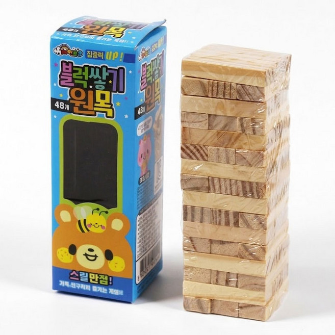 레인보우 블럭쌓기 원목 젠가 보드게임 48조각, 단품